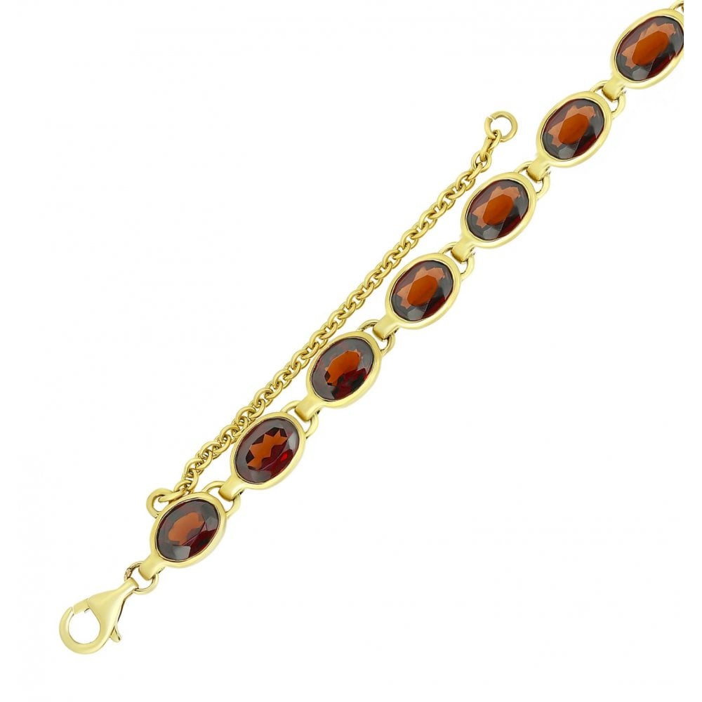 9ct yellow gold 7x5mm oval garnet bracelet