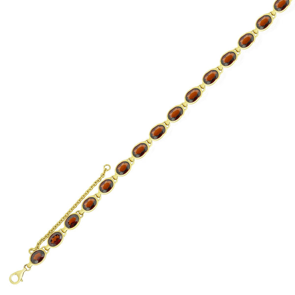 9ct yellow gold 7x5mm oval garnet bracelet