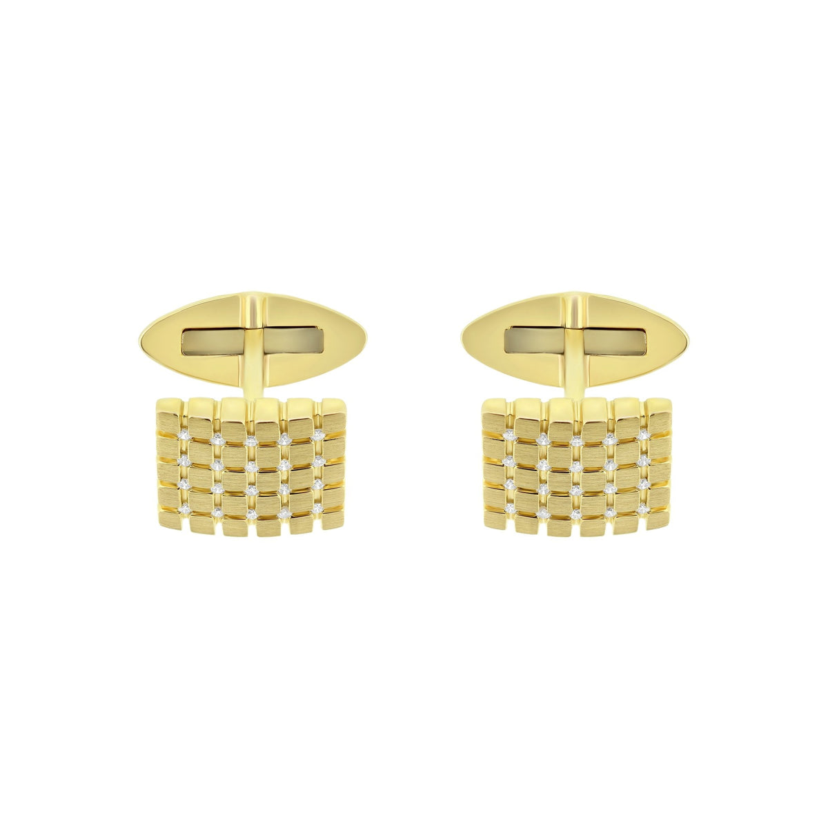 9ct yellow gold 13x13mm diamond set cufflinks