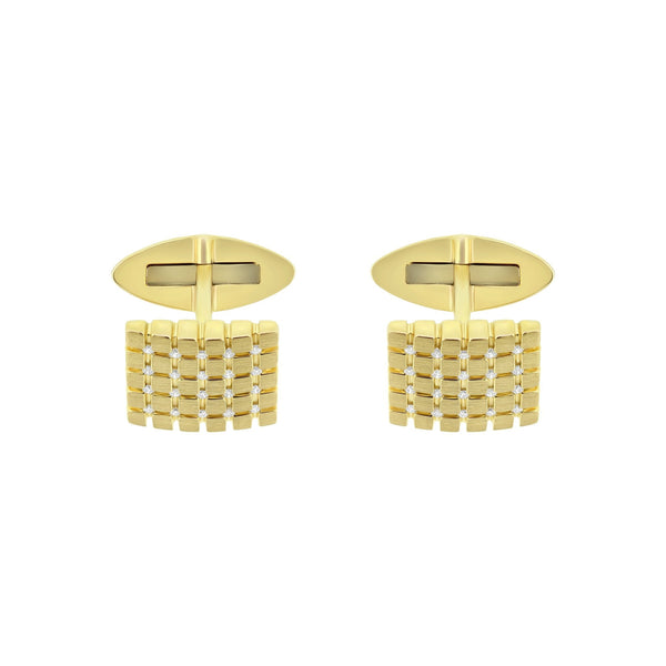 9ct yellow gold 13x13mm diamond set cufflinks
