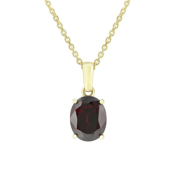 9ct yellow gold 10x8mm oval garnet pendant