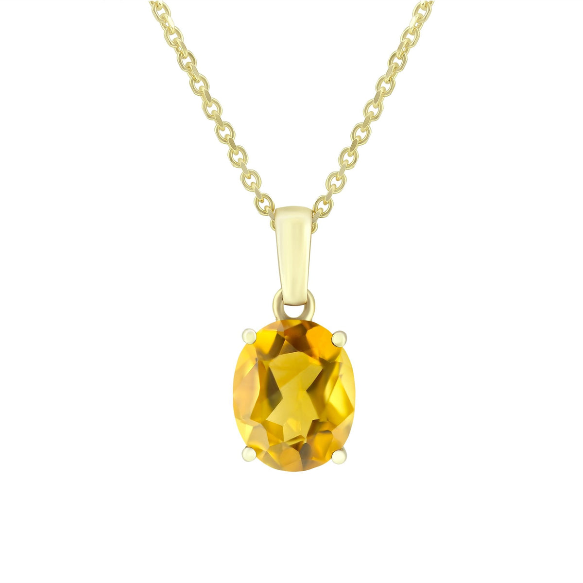 9ct yellow gold 10x8mm oval citrine pendant