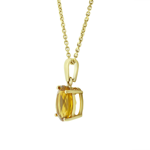 9ct yellow gold 10x8mm oval citrine pendant