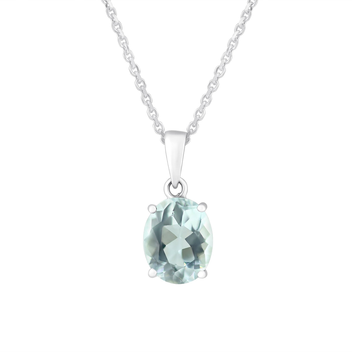 9ct white gold 10x8mm oval aquamarine pendant