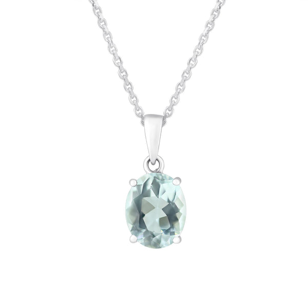 9ct white gold 10x8mm oval aquamarine pendant