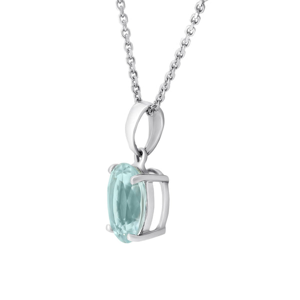 9ct white gold 10x8mm oval aquamarine pendant