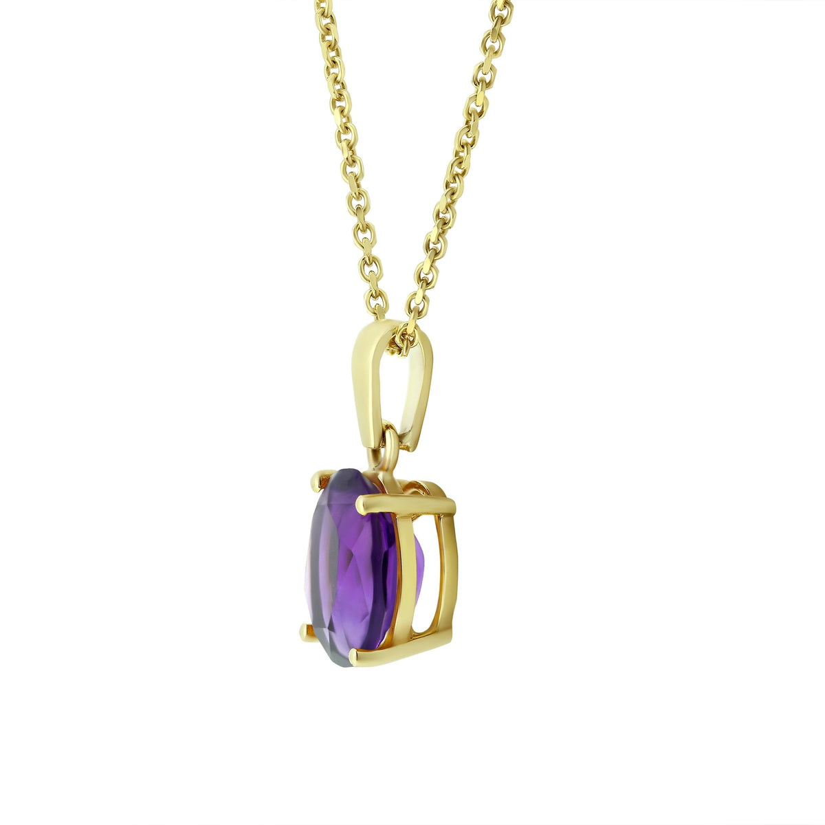 9ct yellow gold 10x8mm oval amethyst pendant