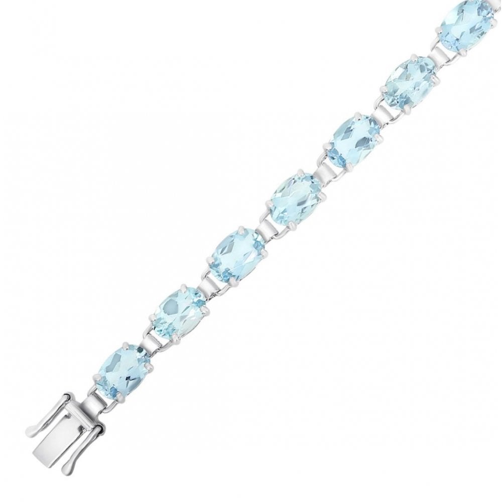 9ct white gold 5mm x 3mm aquamarine bracelet