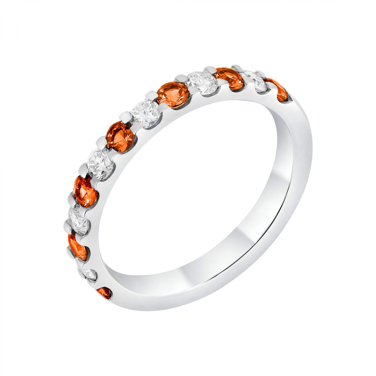 Platinum 0.51ct orange sapphire & 0.34ct diamond eternity ring
