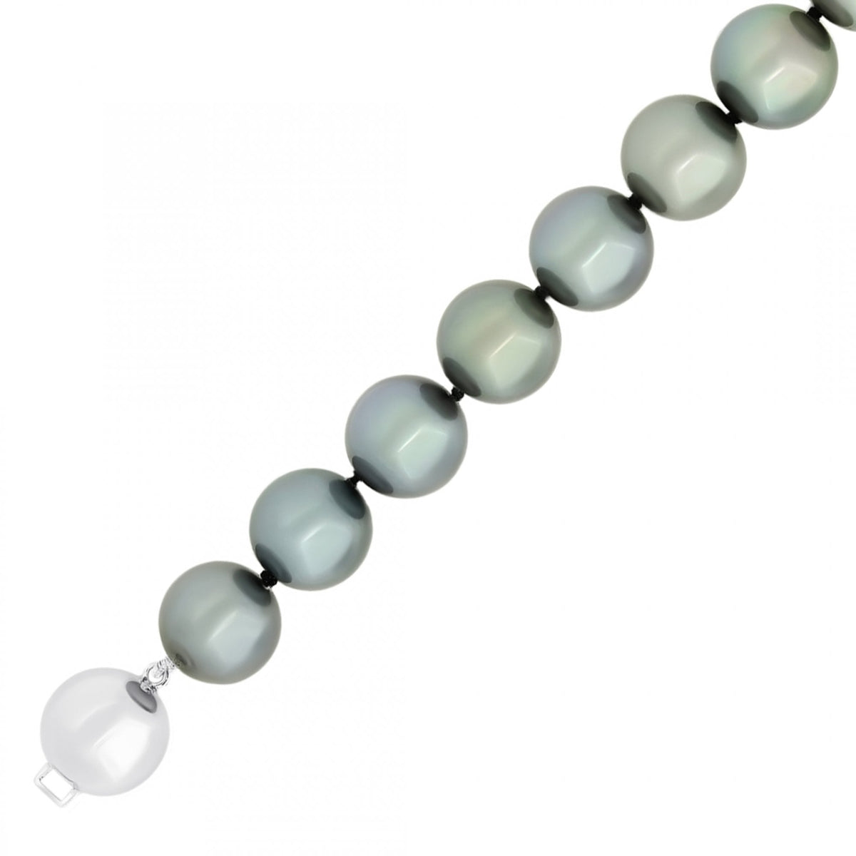18ct white gold 7.5" 11mm x 12mm Tahitian pearl bracelet