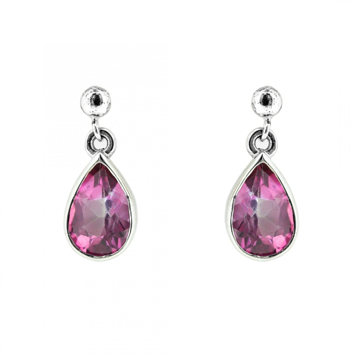 9ct white gold 8mm x 6mm pear pink topaz stud earrings