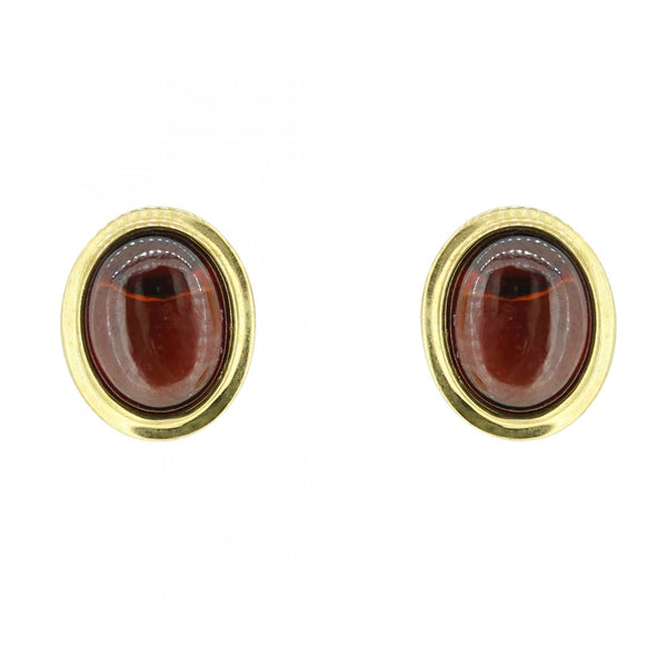 9ct yellow gold 9mm x 7mm oval garnet stud earrings