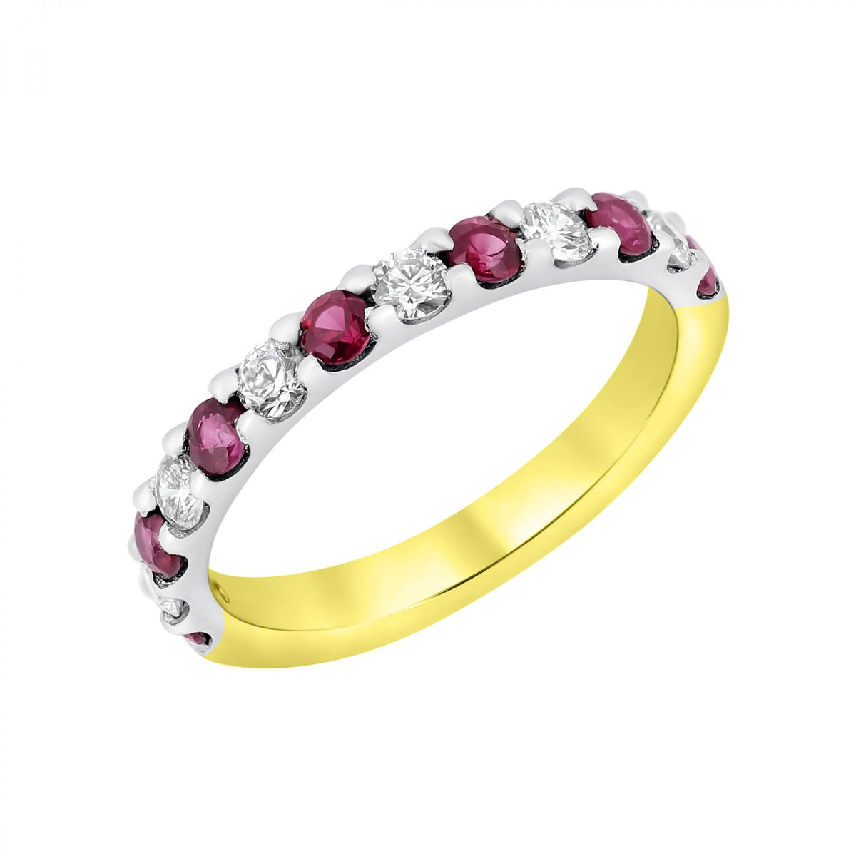 18ct yellow gold 0.49ct ruby & 0.34ct diamond eternity ring
