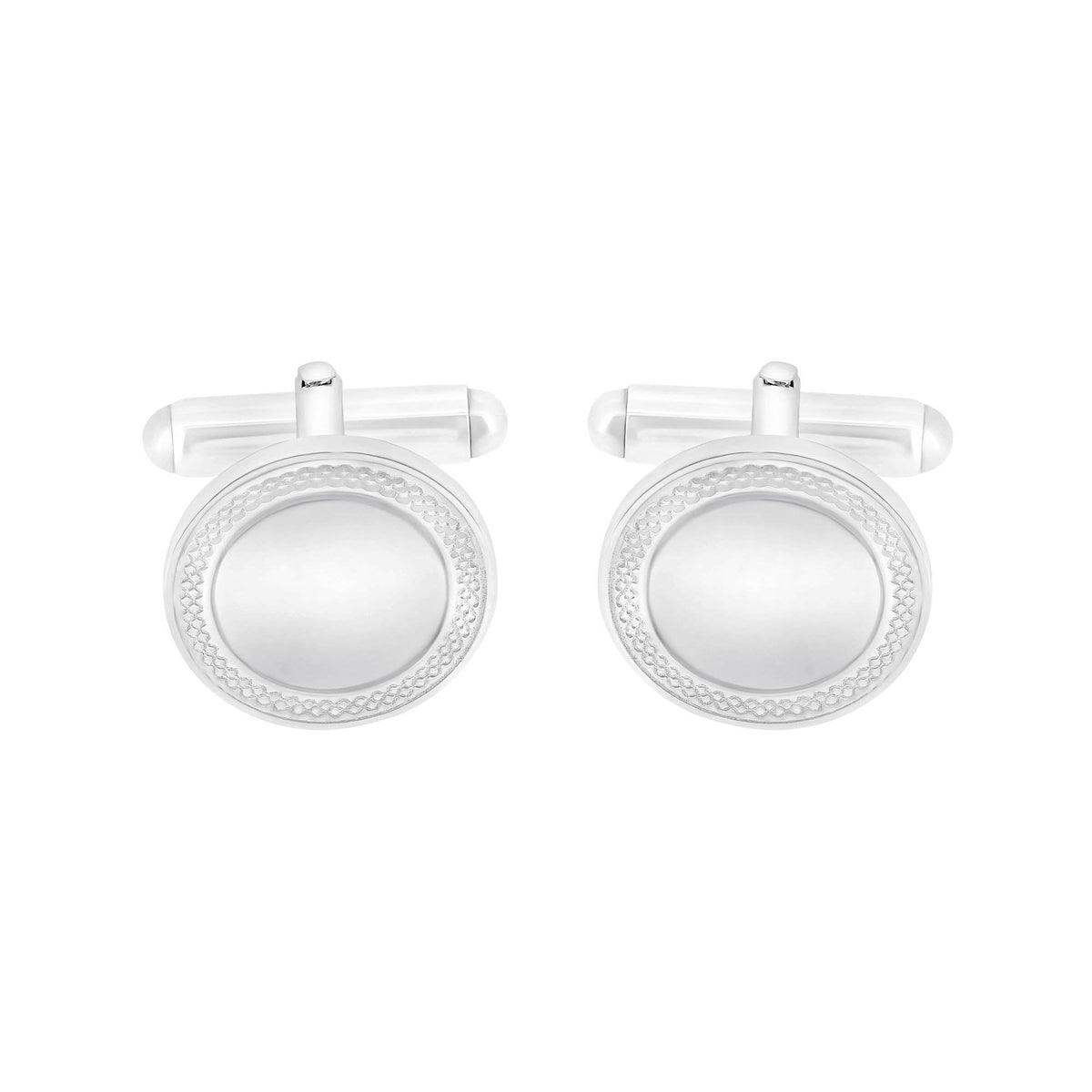 Silver 16x16mm round engraved cufflinks