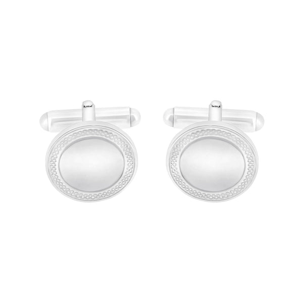 Silver 16x16mm round engraved cufflinks
