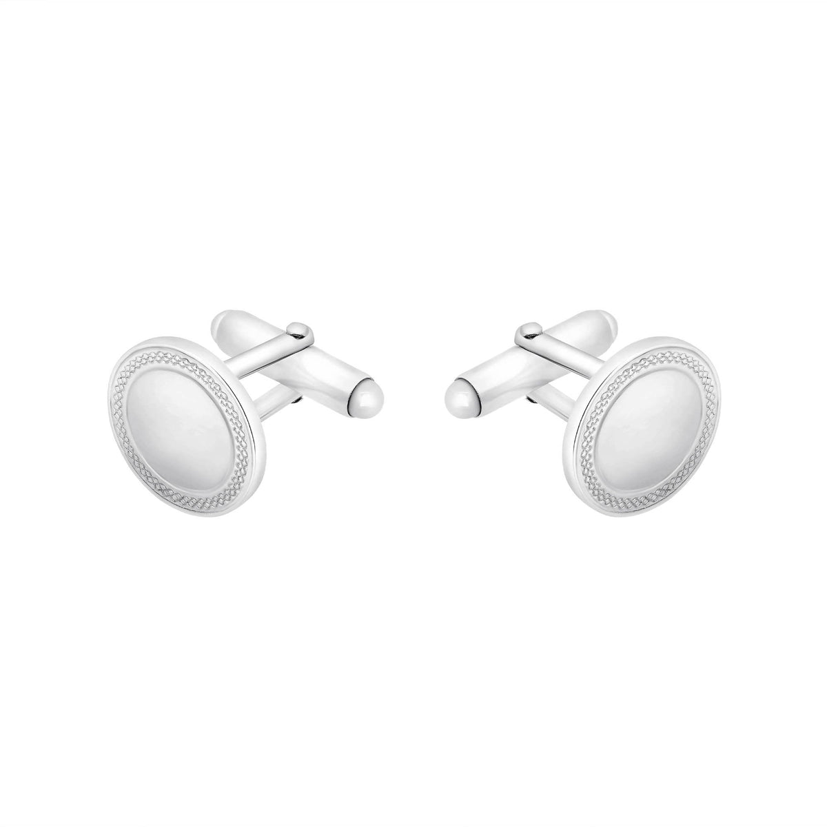 Silver 16x16mm round engraved cufflinks