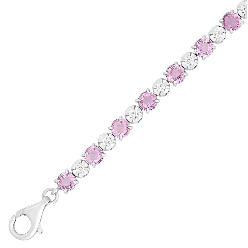 18ct white gold 6.30ct pink sapphire & 0.50ct diamond bracelet