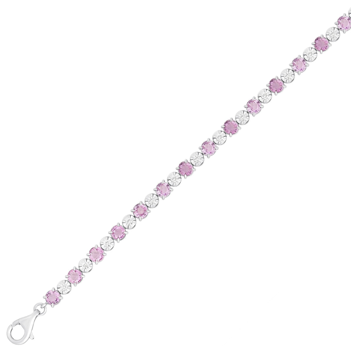18ct white gold 6.30ct pink sapphire & 0.50ct diamond bracelet