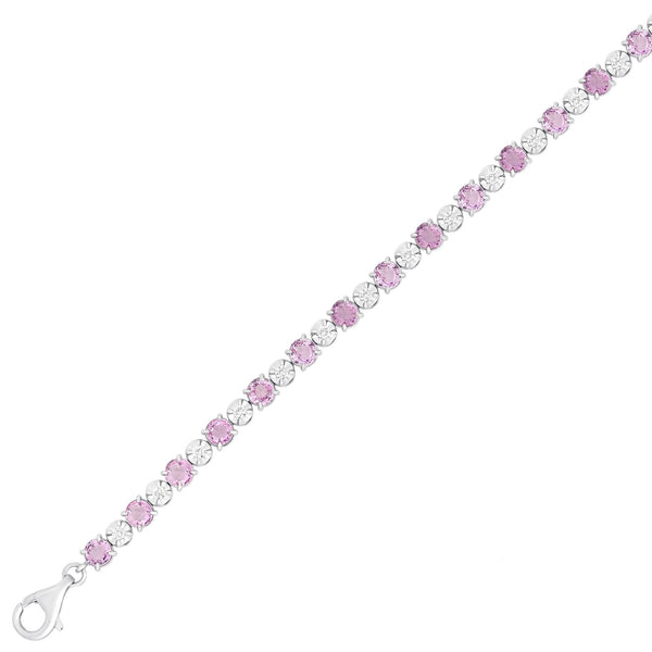 18ct white gold 6.30ct pink sapphire & 0.50ct diamond bracelet