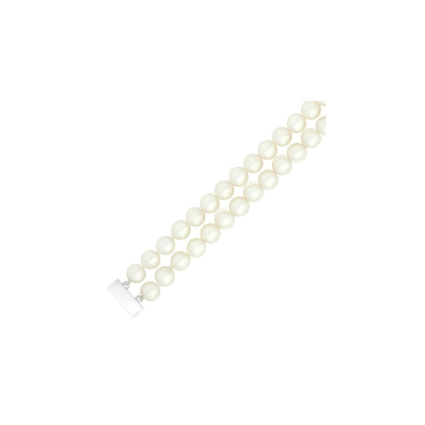 18ct white gold 7.5" 6.5mm x 7mm AAA Akoya pearl 2 row bracelet