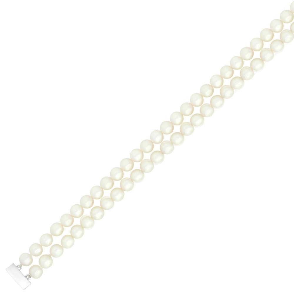 18ct white gold 7.5" 6.5mm x 7mm AAA Akoya pearl 2 row bracelet