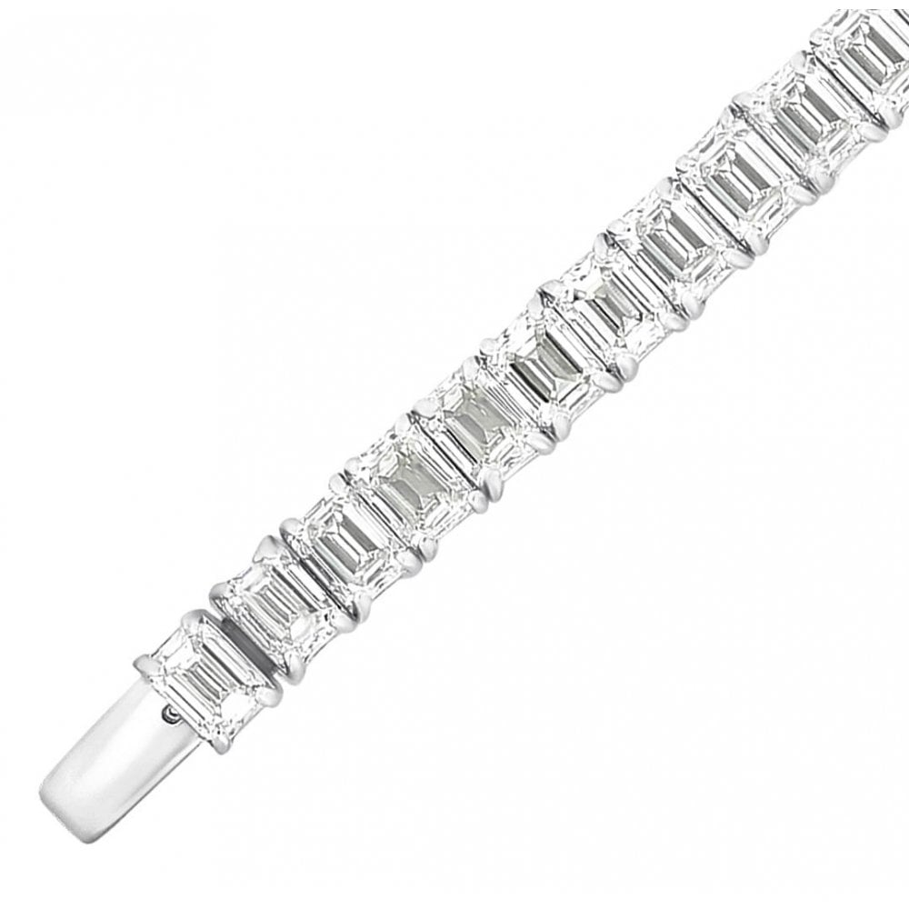 18ct white gold 13.42ct emerald cut diamond tennis bracelet