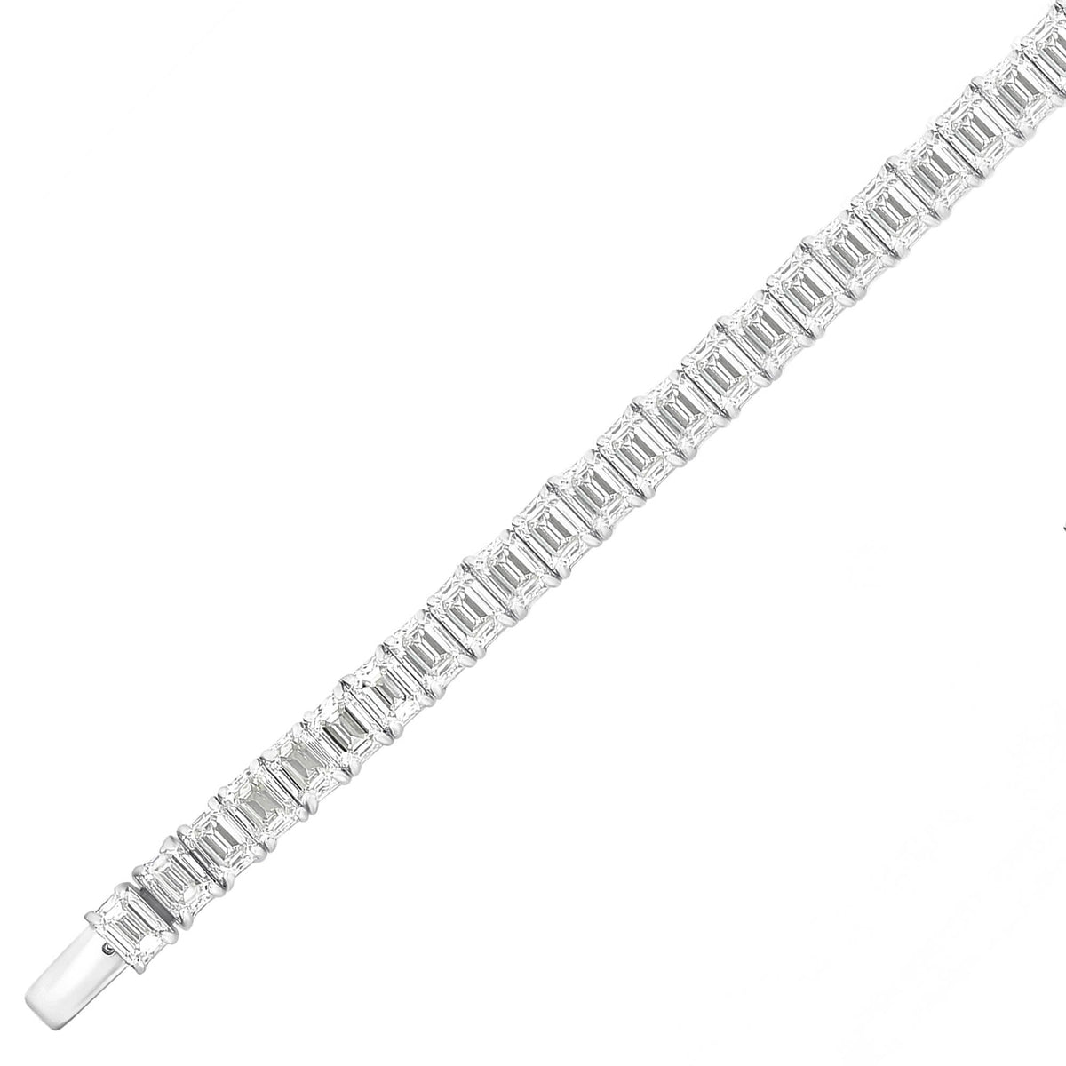 18ct white gold 13.42ct emerald cut diamond tennis bracelet