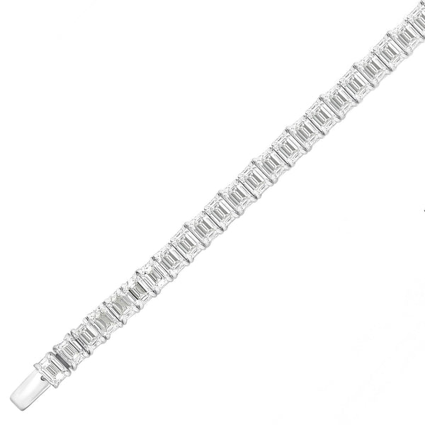 18ct white gold 13.42ct emerald cut diamond tennis bracelet