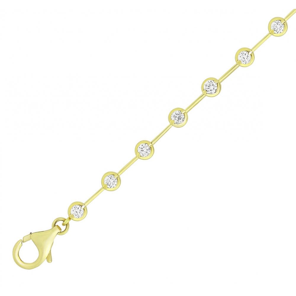 18ct yellow gold 0.55ct round brilliant diamond bar bracelet