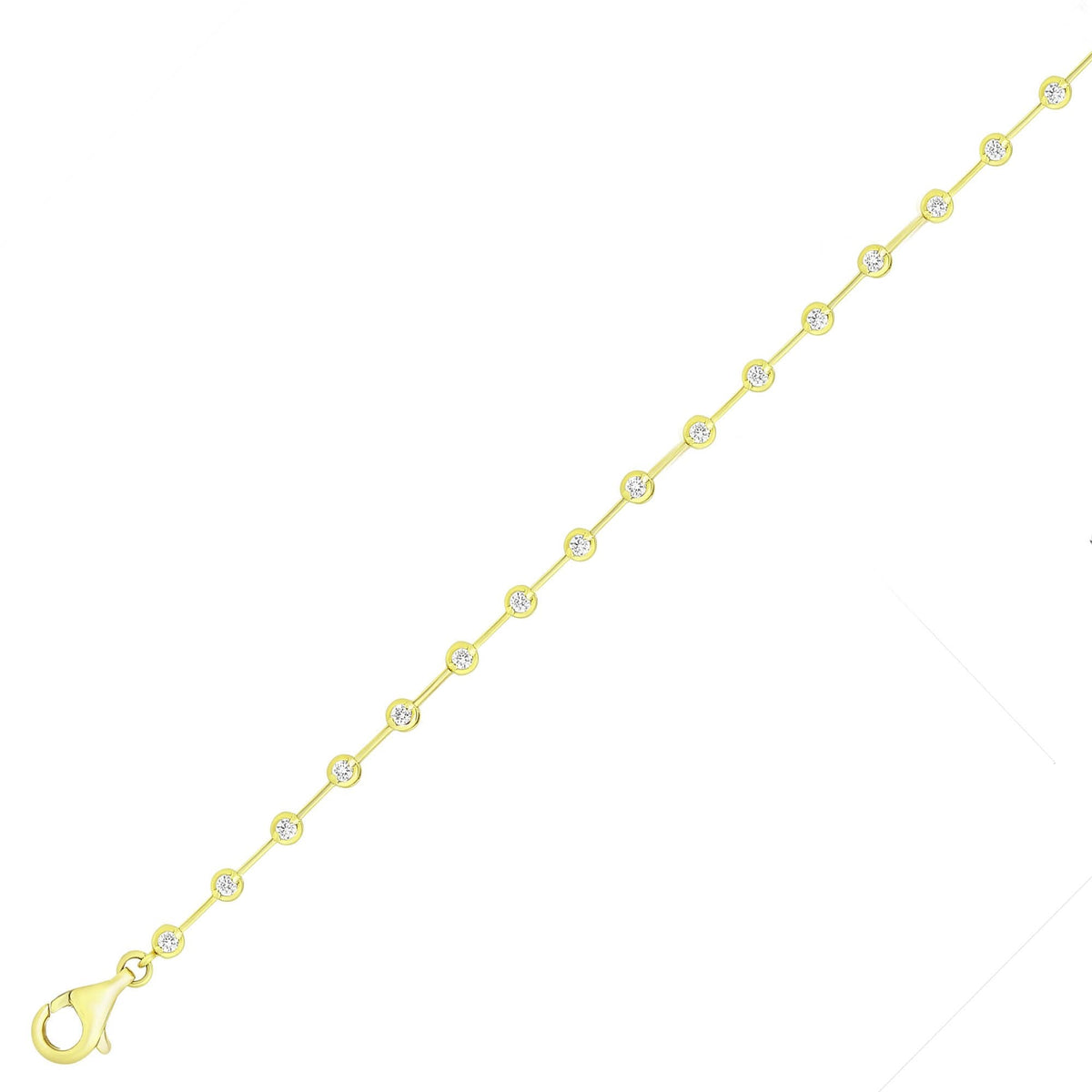 18ct yellow gold 1.25ct round brilliant diamond bar bracelet