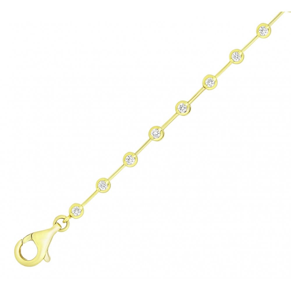 18ct yellow gold 1.25ct round brilliant diamond bar bracelet
