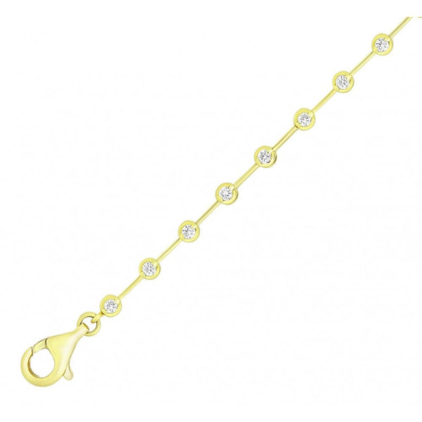 18ct yellow gold 1.25ct round brilliant diamond bar bracelet