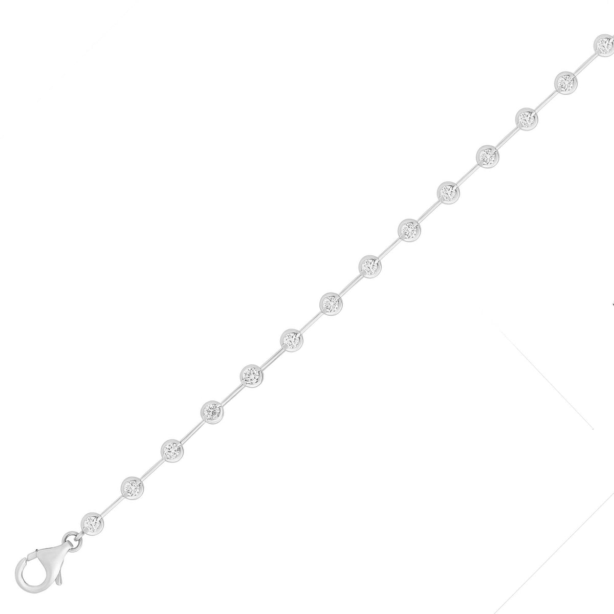 18ct white gold 1.25ct round brilliant diamond bar set bracelet