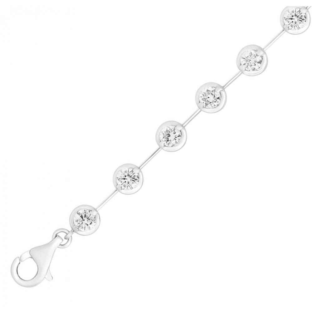 18ct white gold 3.50ct diamond bar set diamond bracelet