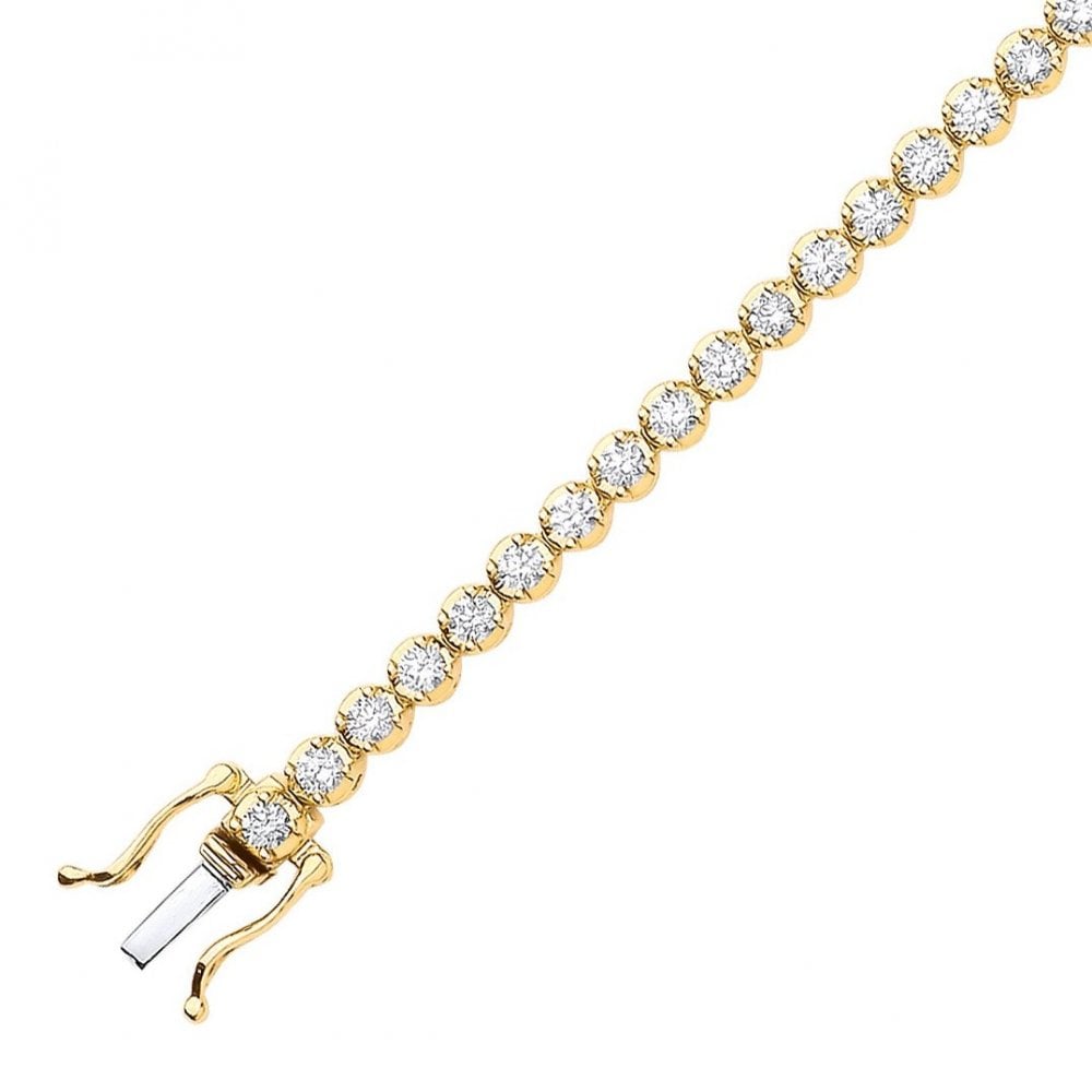 18ct yellow gold 3.00ct round brilliant diamond tennis bracelet