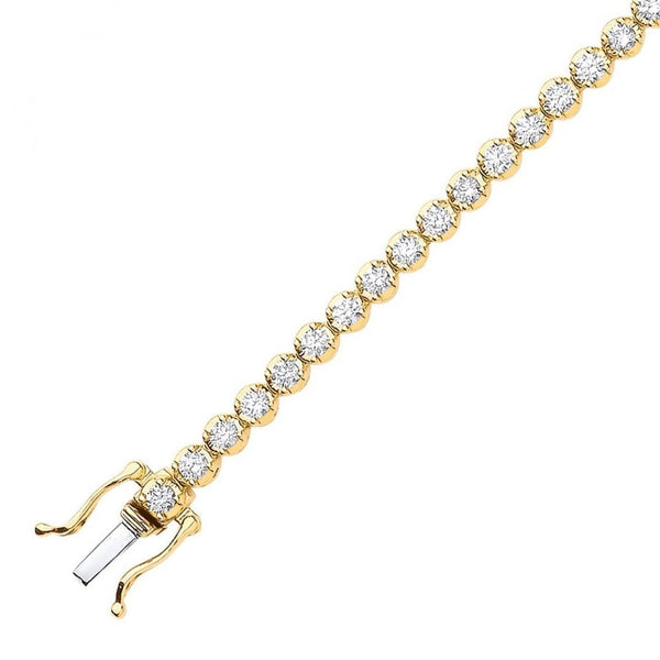 18ct yellow gold 4.00ct round brilliant diamond tennis bracelet