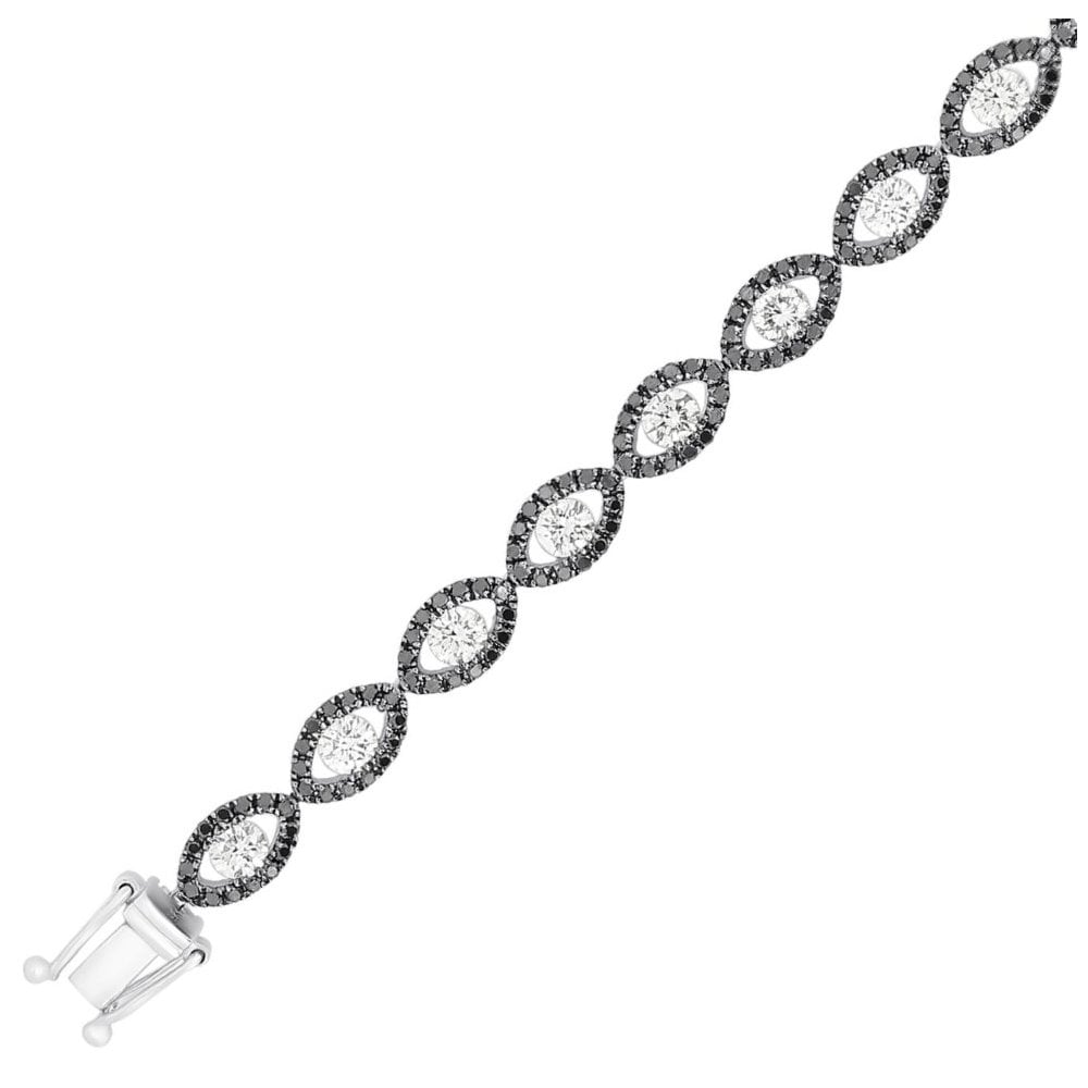 18ct white gold 3.49ct black & white diamond bracelet