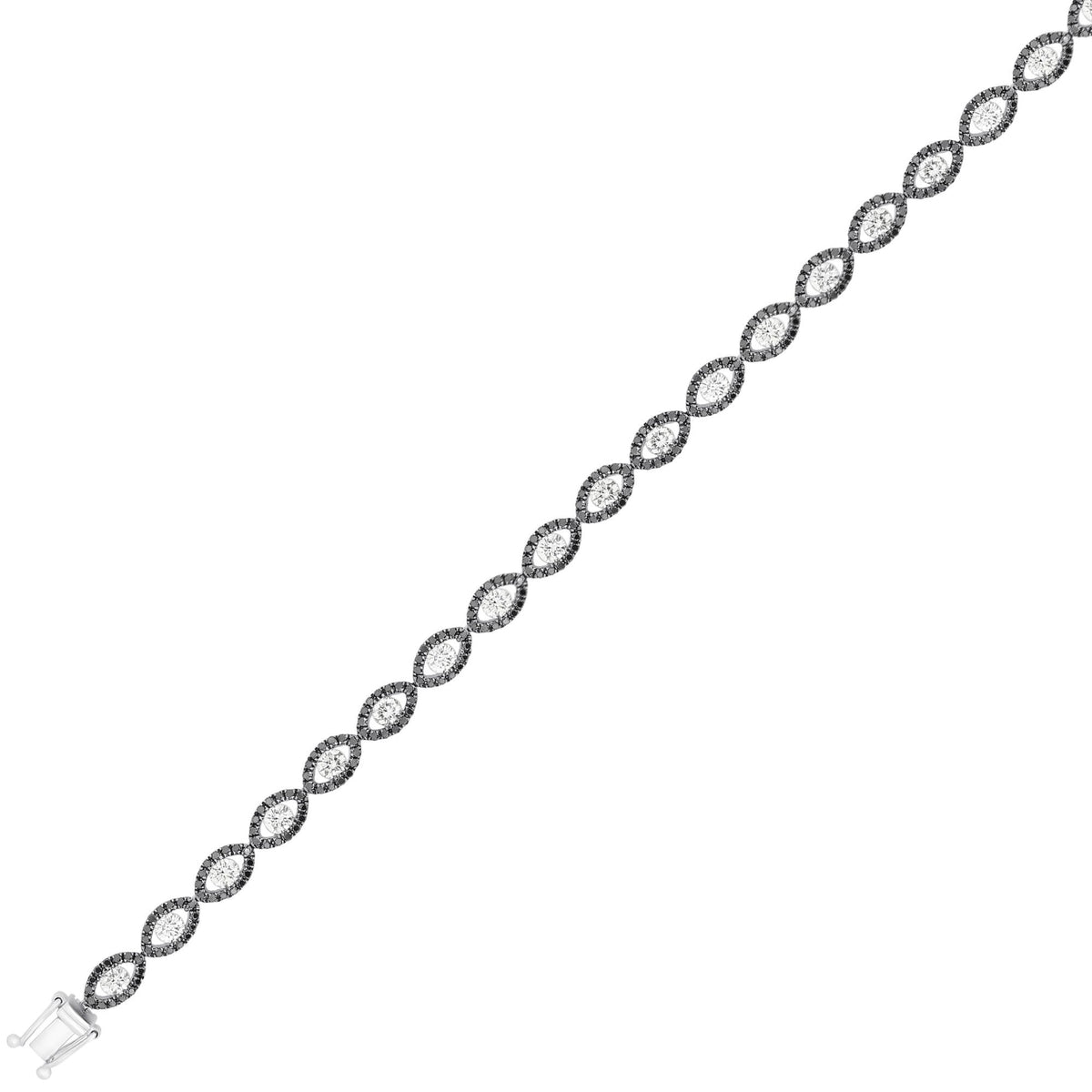 18ct white gold 3.49ct black & white diamond bracelet