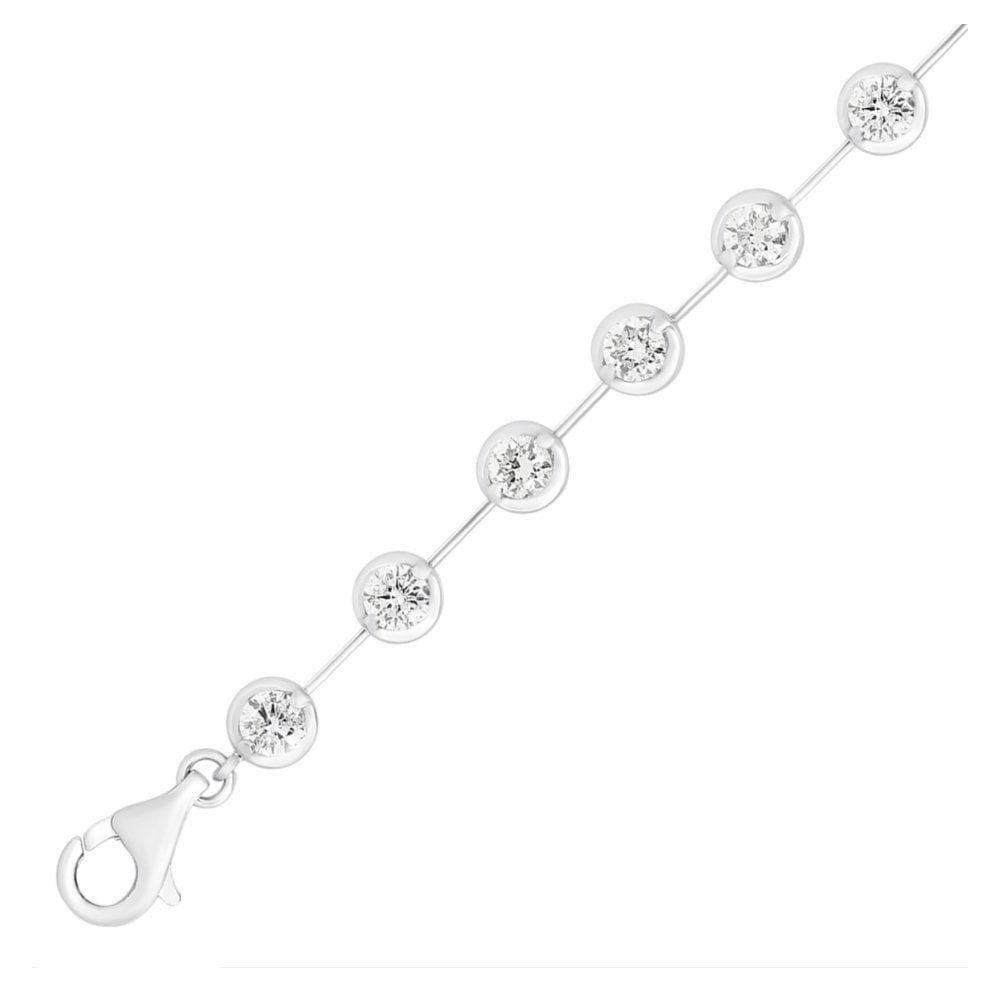 18ct white gold 2.50ct round brilliant diamond bar set bracelet