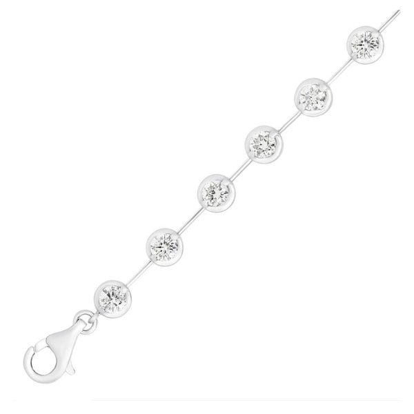 18ct white gold 2.50ct round brilliant diamond bar set bracelet