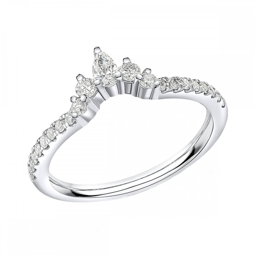 Platinum 0.35ct pear & round diamond half eternity ring