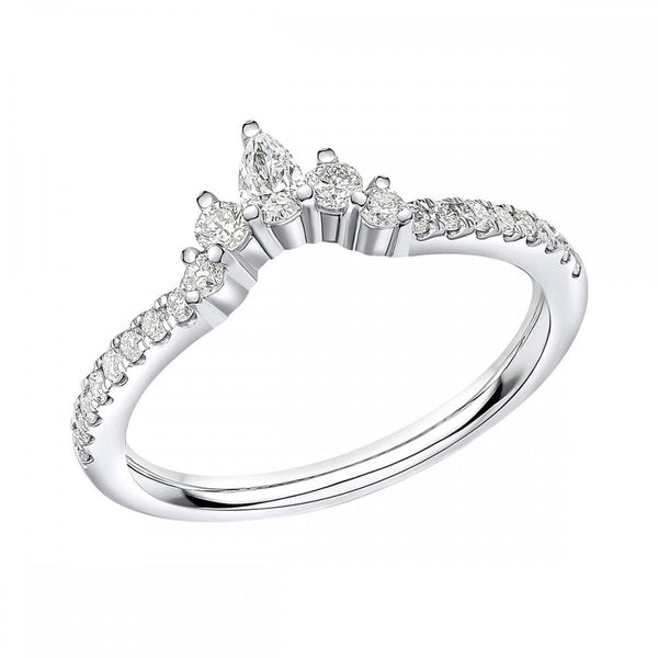 Platinum 0.35ct pear & round diamond half eternity ring