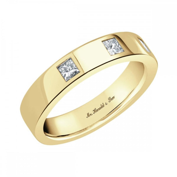 18ct yellow gold 5.0mm 0.45ct diamond extra heavy weight ring