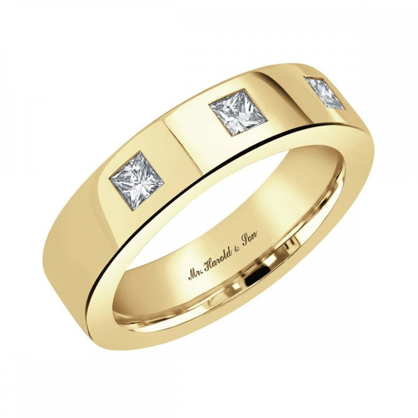 18ct yellow 6.0mm 0.60ct diamond extra heavy weight court ring