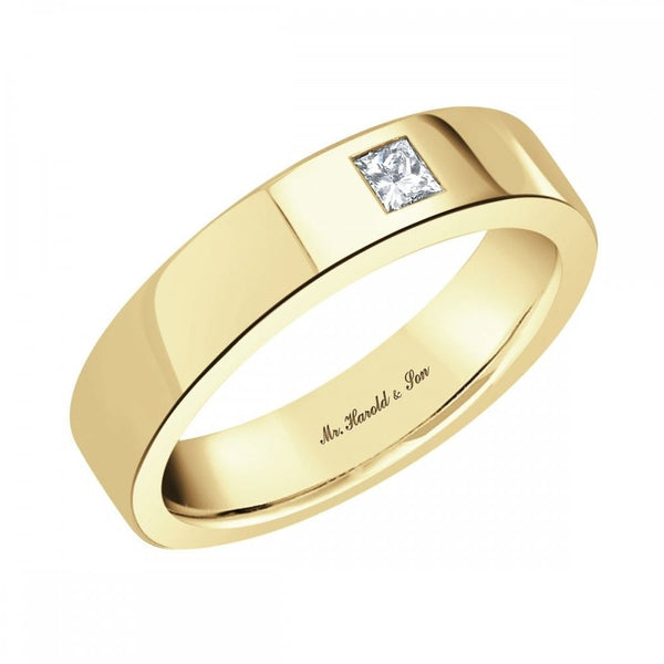 18ct yellow gold 5.0mm 0.15ct diamond extra heavy weight ring