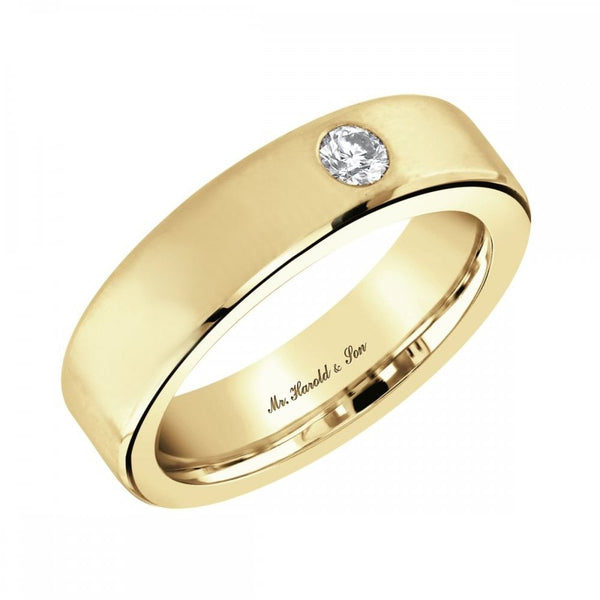 18ct yellow gold 6.0mm 0.20ct diamond extra heavy weight ring