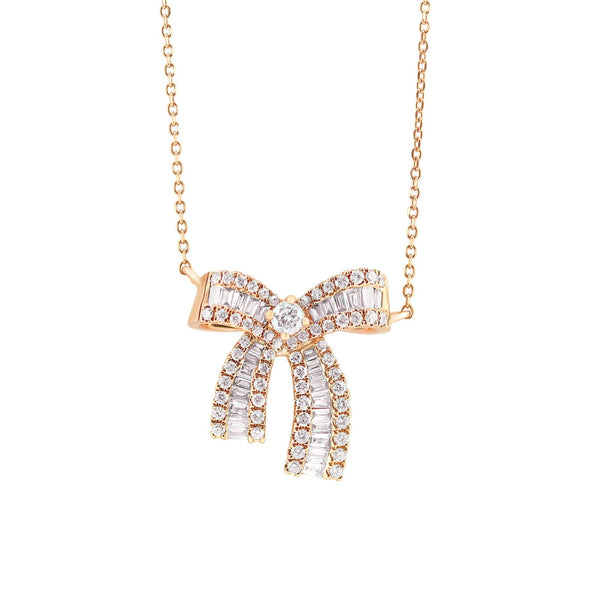 18ct rose gold 0.40ct bow shaped diamond cluster pendant