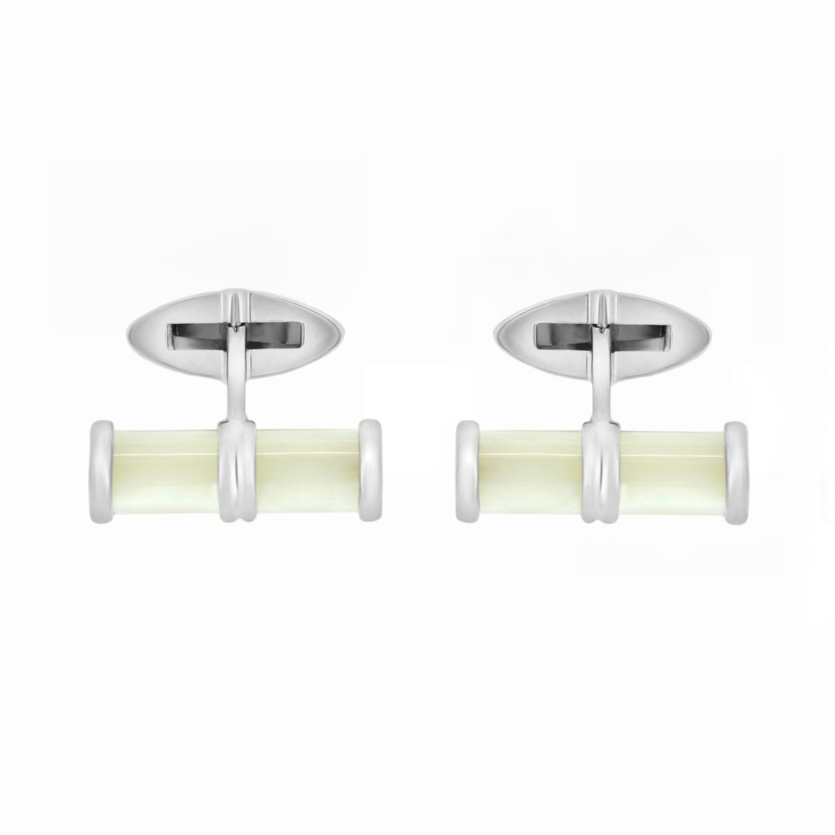9ct white gold 20x6mm Mother of Pearl bar cufflinks
