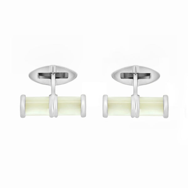 9ct white gold 20x6mm Mother of Pearl bar cufflinks