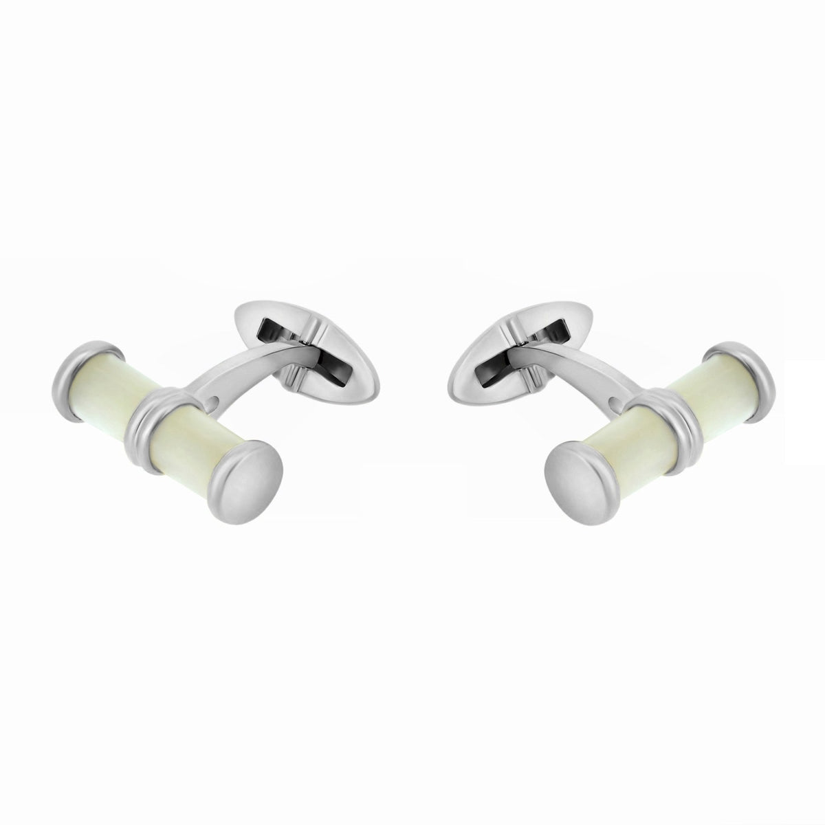 9ct white gold 20x6mm Mother of Pearl bar cufflinks